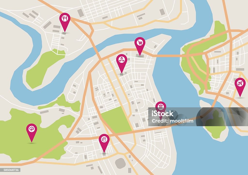 Horizontal Map Design Vector Horizontal City Map Stock Illustration - Download Image Now ...