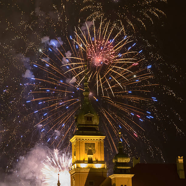 Fireworks Over Warsaw stock photo