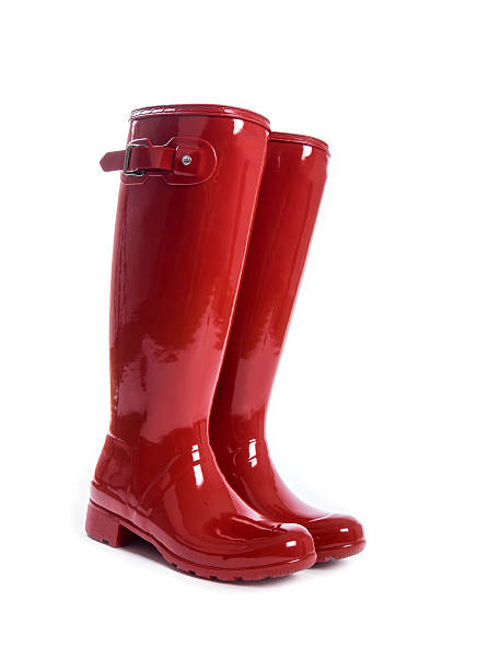 Womens Shiny Red Rubber Boots Stock 