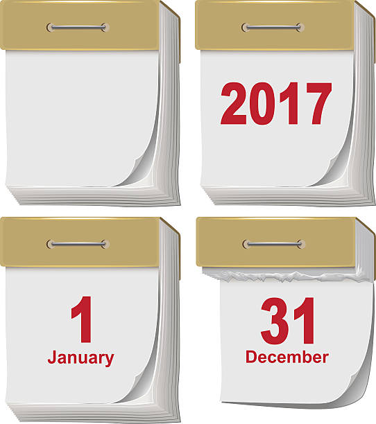 satz abriss kalender 2017 - kalender abreißen stock-grafiken, -clipart, -cartoons und -symbole