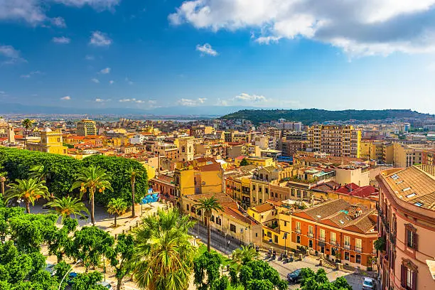 Cagliari, Sardinia, Italy old town cityscape.