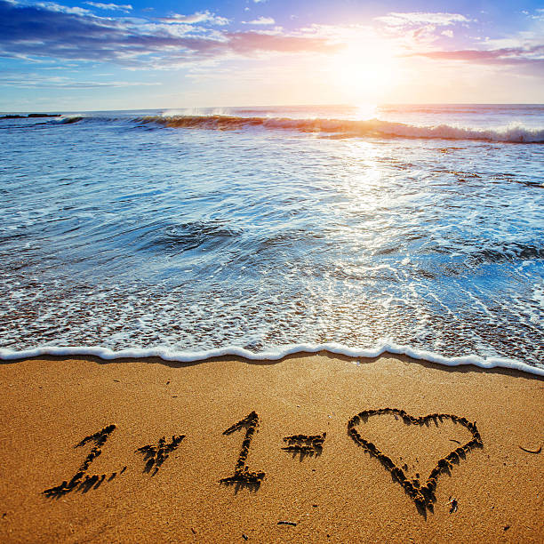 istock Heart on the sand beach. Romantic composition. 585074602