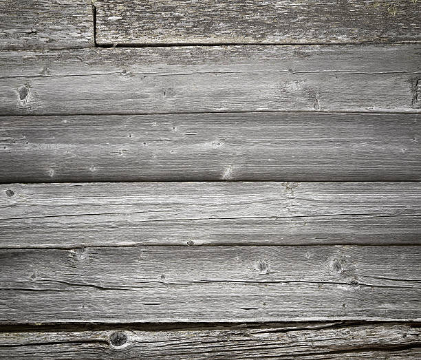 istock Gray dark wall old rural wooden plank logs 585075290
