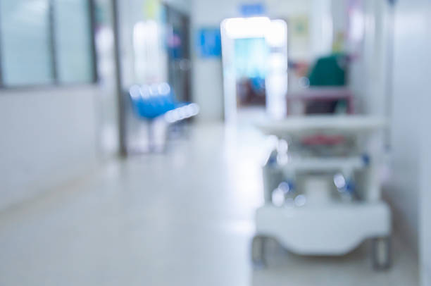 istock Abstract blur hospital room interior for background 585078718