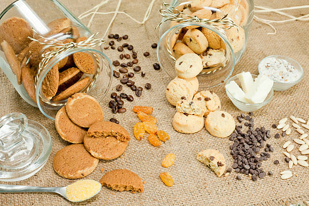 jengibre, chocolate, galletas, hessian, - hit the sack fotografías e imágenes de stock