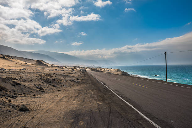 Panamericana road with Pacific ocean on the right