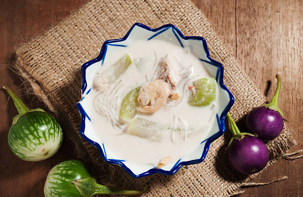 Soup made from coconut milk with shrimp
