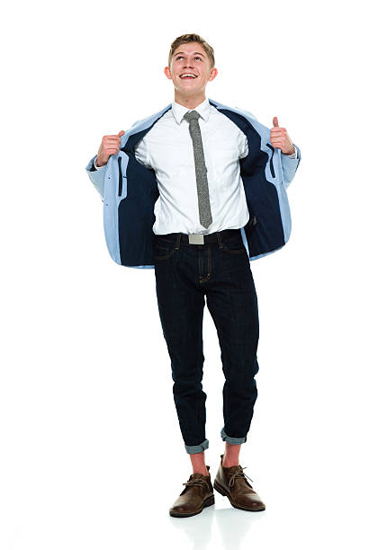 istock Smiling smart casual man looking up 585088040