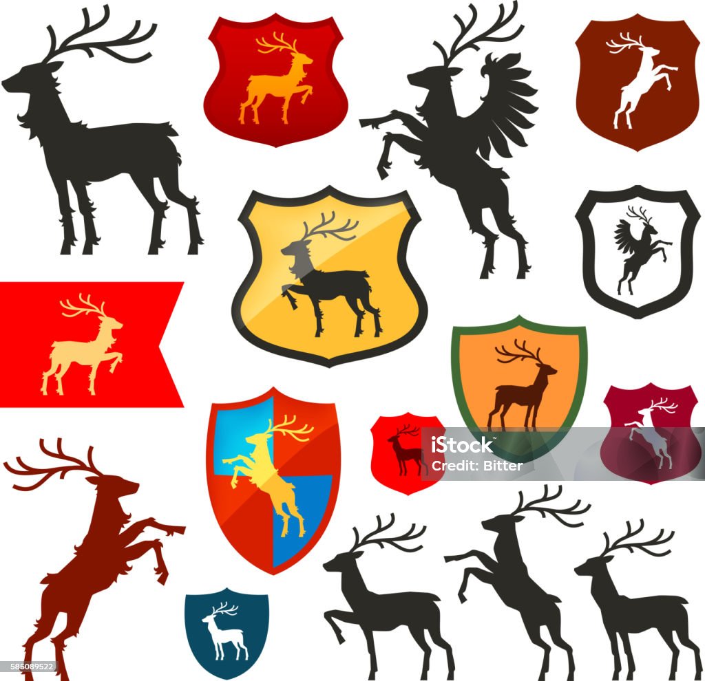 Khiên Với Hươu Tuần Lộc Logo Vector Stag Huy Hiệu Hình minh họa ...