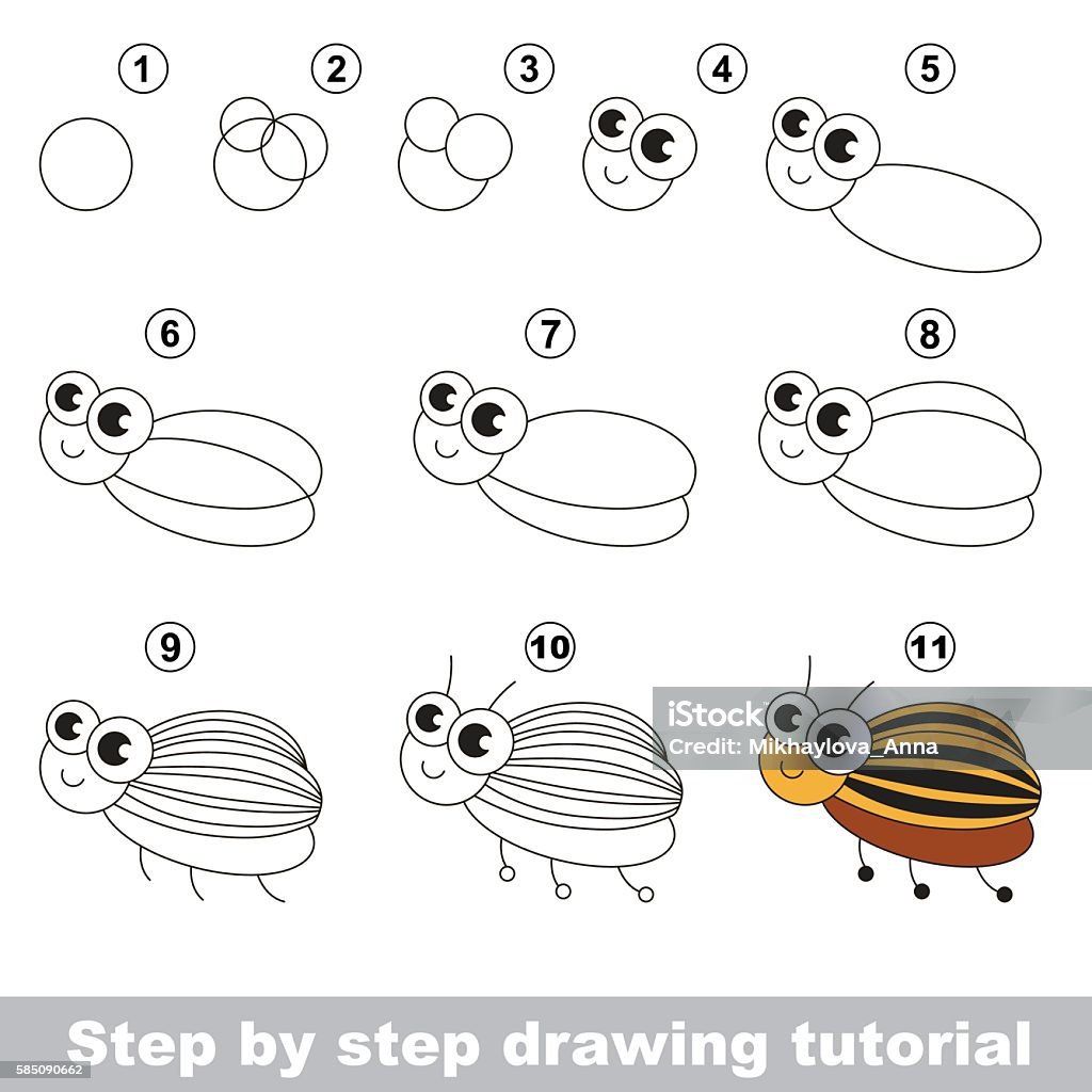 Bug Drawing Tutorial Drawing Tutorial Potato Bug Stock Illustration - Download Image Now ...