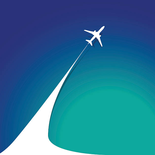 самолет с струей потока самолета - jet way stock illustrations