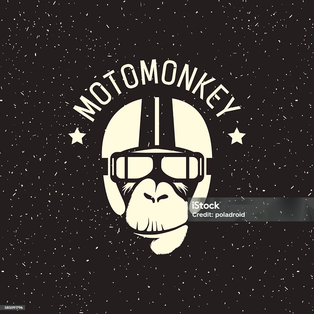 logo monkey wearing a helmet sign monkey wearing a helmet as a pilot or rider Ape stock vector