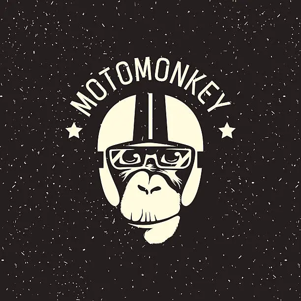 Vector illustration of logo monkey wearing a helmet