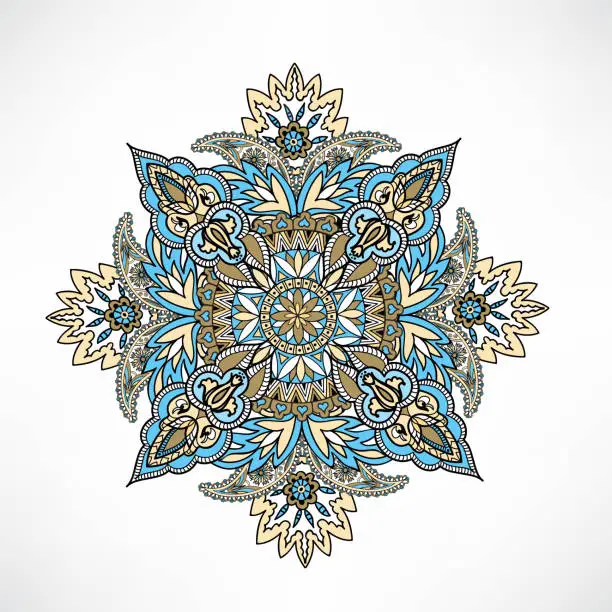 Vector illustration of Abstact floral geometric ornament Oriental flower Ethnic mandala