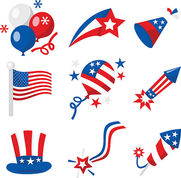 stockillustraties, clipart, cartoons en iconen met fourth of july icons - party hat icon