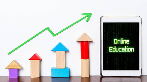 istock Online Education concept growing up graph rising. 585146418