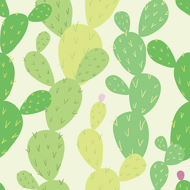 ilustrações de stock, clip art, desenhos animados e ícones de opuntia cactus seamless pattern - flower desert single flower cactus