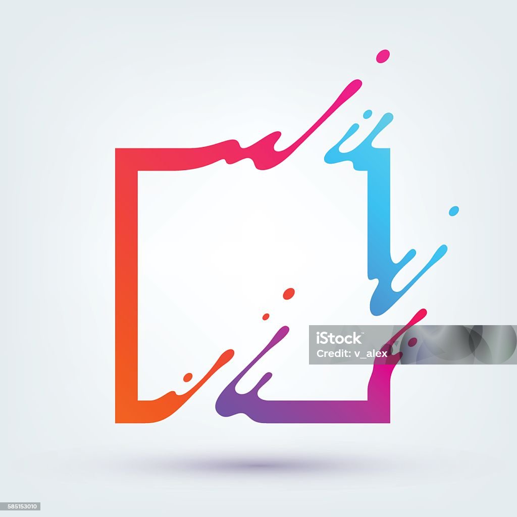 Vector Illustration with Abstract Colorful Square Vector illustration with abstract colorful square. Abstract splash, liquid shape. Background for poster, cover, banner, placard. Logo design Splashing stock vector