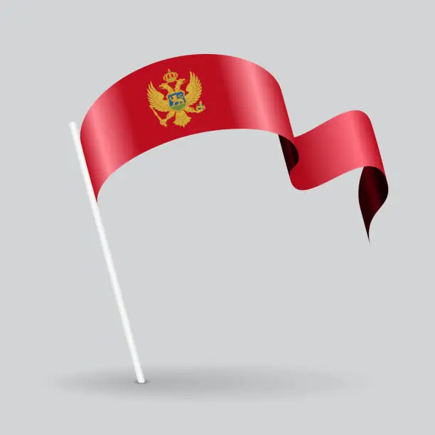 Vector illustration of Montenegro wavy flag. Vector illustration.