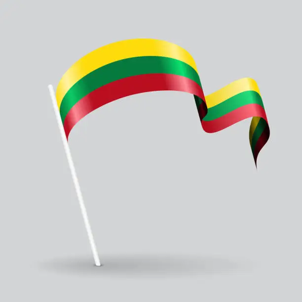 Vector illustration of Lithuanian wavy flag. Vector illustration.