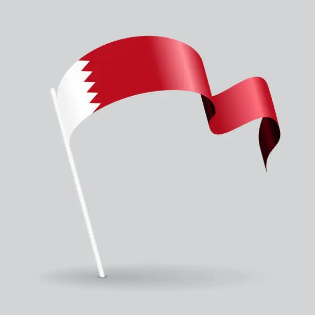 Vector illustration of Bahrain wavy flag. Vector illustration.