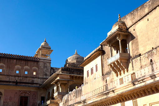 Jaipur, India - November 12, 2011: inside beautiful Amber Fort in Jaipur, Rajasthan. It is the most visited fort in Rajasthan by tourists.