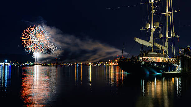 Canada Day Fireworks in Vancouver Downtown.