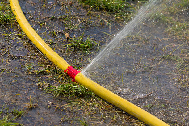 istock Water hose has sprung a leak when watering 585160288