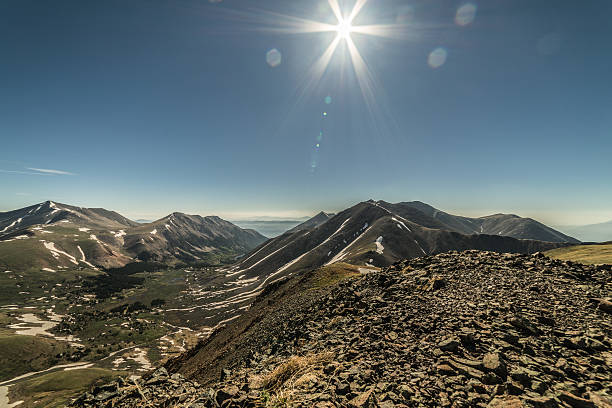 View of the Sawatch Range in the Colorado Rocky Mountains Photo taken from the summit of Carbonate Mountain looking towards Tabeguaghe & Shavano Peaks. leadville stock pictures, royalty-free photos & images
