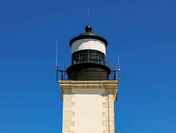 Cap Camarat lighthouse against a bright blue sky stock photo
