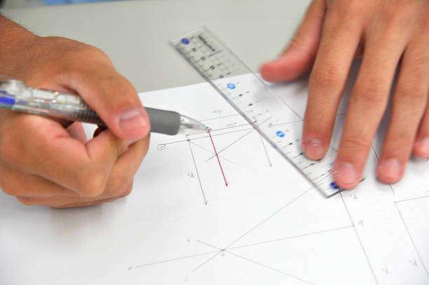 étude de la rédaction - engineering drafting plan drawing photos et images de collection