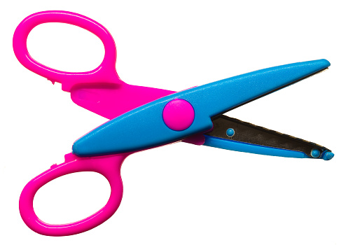 Blue-and-purple zigzag scissors