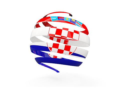 Flag of croatia, round icon isolated on white. 3D illustration