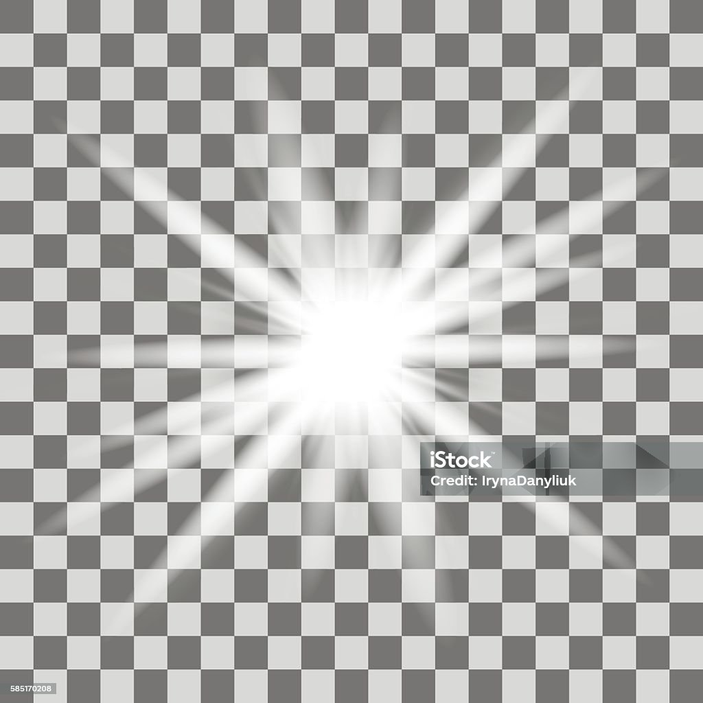 Weißes leuchtendes Licht platzt Explosion mit transparent - Lizenzfrei Abfackelschornstein Vektorgrafik