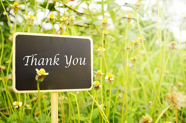 istock Wooden board signs on small flowers background. 585170604