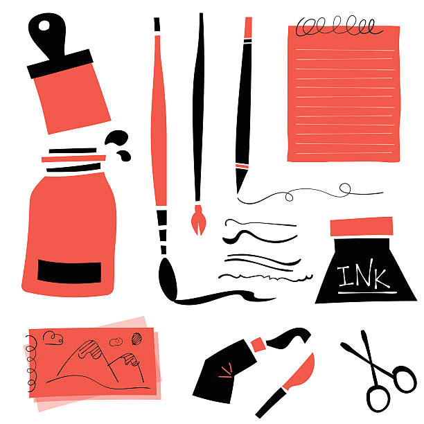 ilustrações de stock, clip art, desenhos animados e ícones de retro drawing tools - art tool