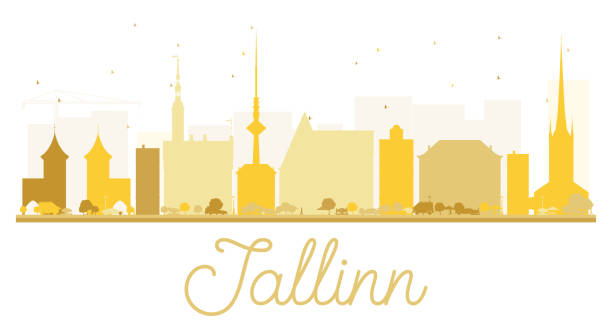 stockillustraties, clipart, cartoons en iconen met tallinn city skyline golden silhouette. - erwin olaf