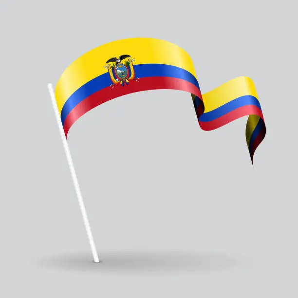 Vector illustration of Ecuadorian wavy flag. Vector illustration.