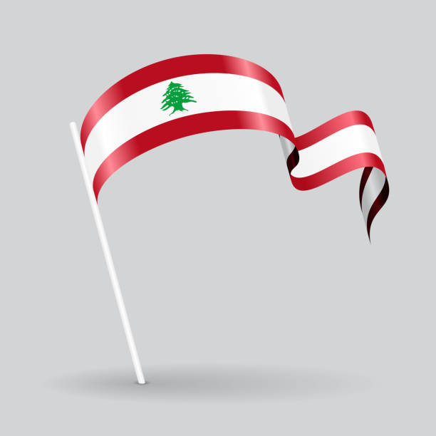 bendera bergelombang lebanon. ilustrasi vektor. - bendera lebanon ilustrasi stok