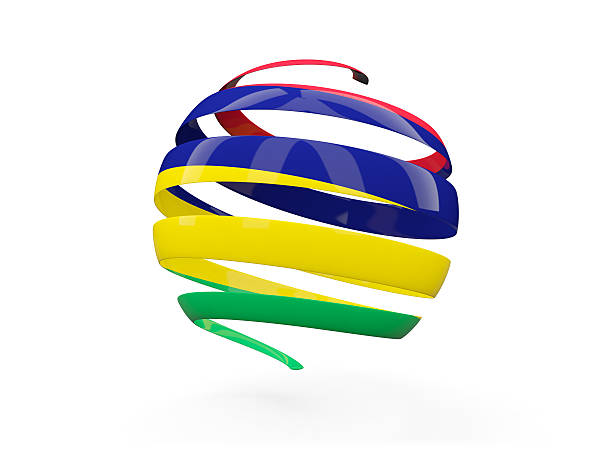 istock Flag of mauritius, round icon 585179618