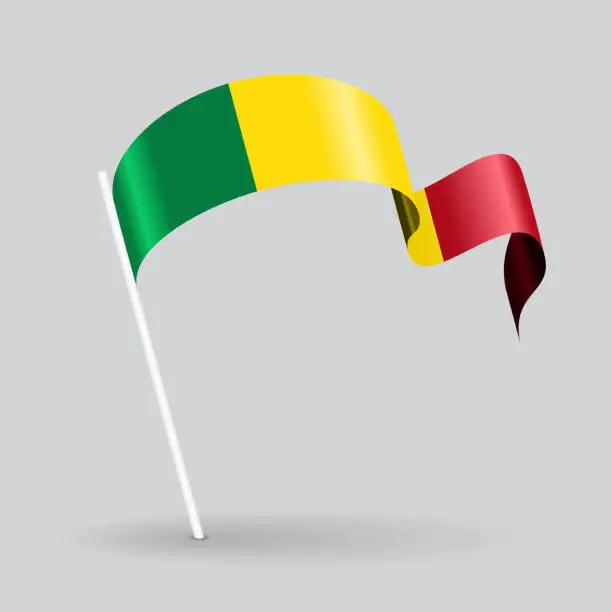 Vector illustration of Malian wavy flag. Vector illustration.