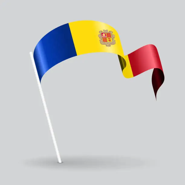 Vector illustration of Andorran wavy flag. Vector illustration.
