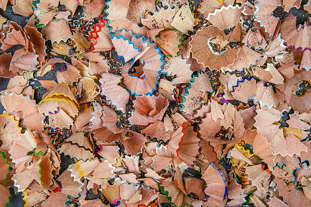 istock Background of multicolor pencil shavings. 585183828