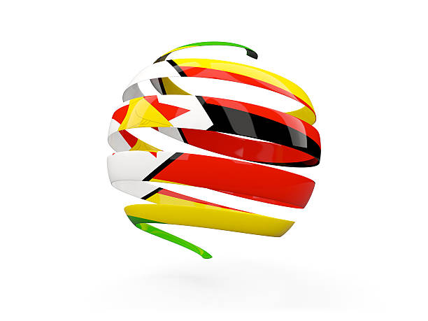 istock Flag of zimbabwe, round icon 585184284