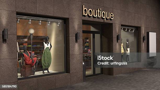 Store Exterior 3d Illustration Stock Photo - Download Image Now - Shopping Mall, Arts Culture and Entertainment, Boutique