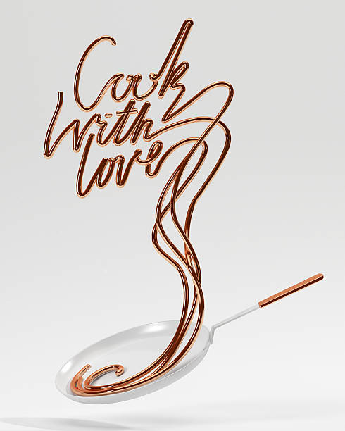 istock Cook with love quote with pan modern 3D rendering 585185312