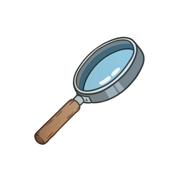 ilustrações, clipart, desenhos animados e ícones de ilustração desenhada à mão da lupa. - illustration and painting magnifying glass glass searching