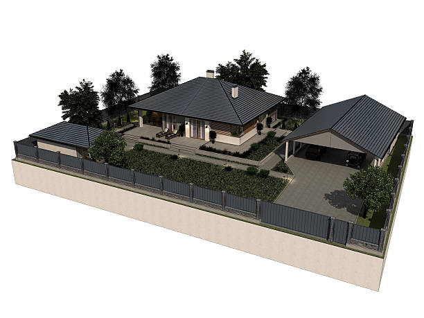 istock Project of a luxury villa under construction 585187378