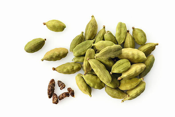 Top View of Fresh Green Cardamom On White Background High Resolution Close up of Cardamom Shot in Studio cardamom stock pictures, royalty-free photos & images