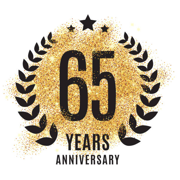 sixty-five years gold anniversary. - 65 69 years stock illustrations